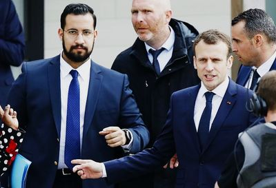 Alexandre Benalla alongside President Emmanuel Macron during an official engagement