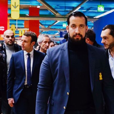 Alexandre Benalla with President Emmanuel Macron in Paris